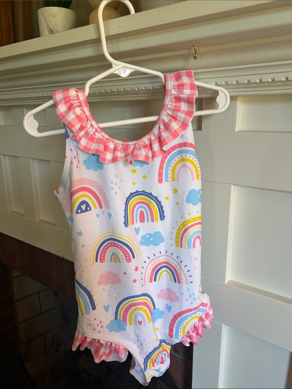 NWT Girls Rainbow and Gingham Swimsuit Marie Nicole Size 2XL 6